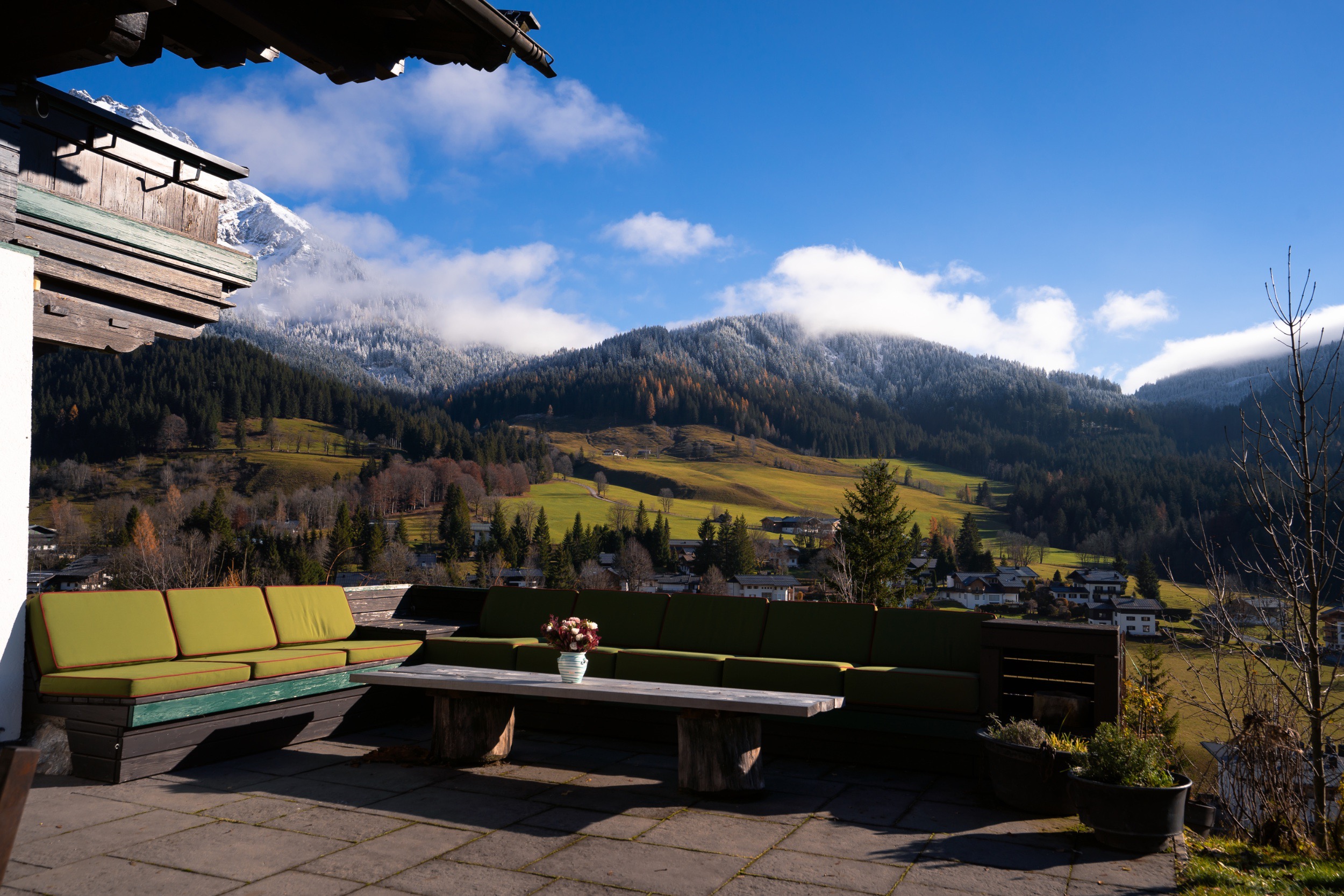 aussicht terrasse ferienhaus ochalet hinterthal