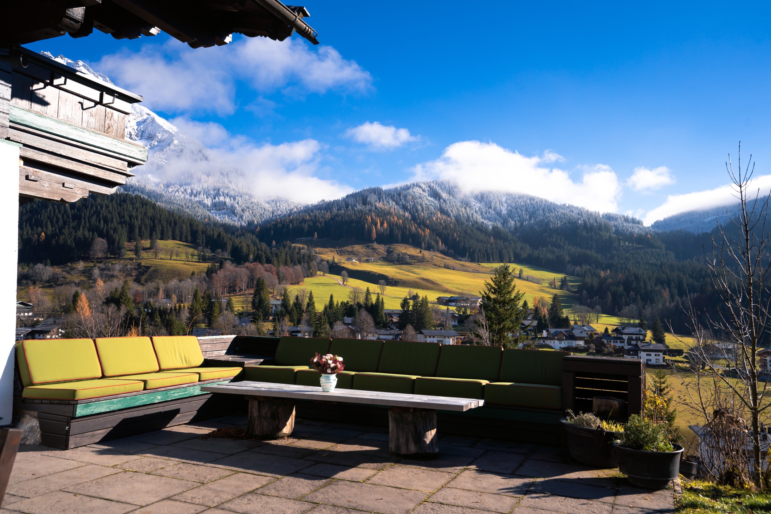 terrasse sitzecke ferienhaus ochalet hinterthal